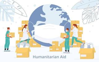 ayuda médica humanitaria en la crisis del coronavirus vector