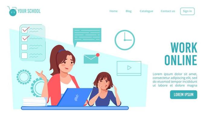 Remote work online from home landing page design