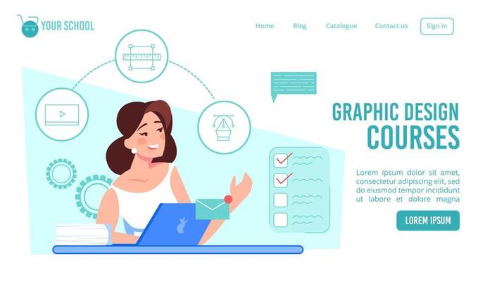 Graphic design courses online school landing page