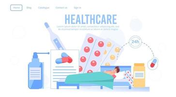 Round-the-clock healthcare service landing page vector