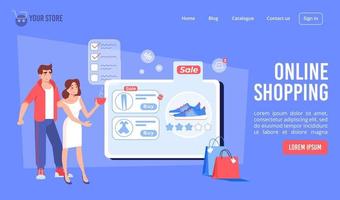 Online shopping in internet store landing page vector