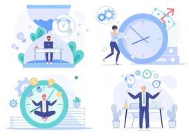 Deadline procrastination office people worker set vector