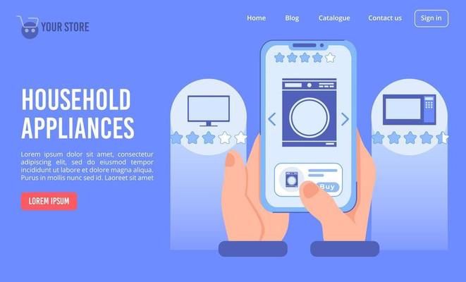 Household appliance buying online landing page