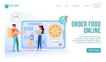 Online food order via mobile messenger webpage vector