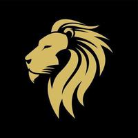 logotipo de cabeza de león dorado vector