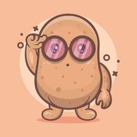 genius potato vegetable character mascot with think expression isolated cartoon in flat style design vector