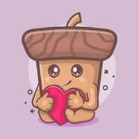 kawaii acorn character mascot holding love heart sign isolated cartoon in flat style design vector