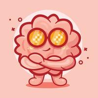 cute brain character mascot with cool gesture isolated cartoon in flat style design vector