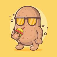 cute potato vegetable character mascot drink bubble tea isolated cartoon in flat style design vector