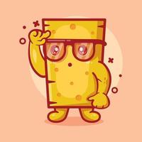 mascota de personaje de queso genio con expresión de pensamiento dibujos animados aislados en diseño de estilo plano vector