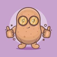 kawaii potato vegetable character mascot with thumb up hand gesture isolated cartoon in flat style design vector