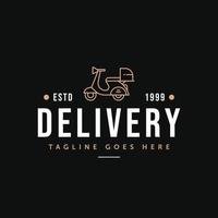 diseño de ilustración de vector de plantilla de logotipo de entrega urgente de caja de bicicleta de scooter de arte de línea minimalista