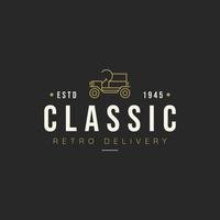 classic retro line art delivery car vehicle express shopping logo template vector illustration design