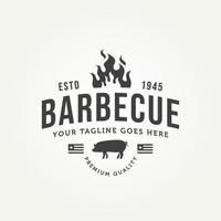 vintage classic pork barbecue badge logo design vector