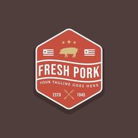 vintage retro pig pork butchery meat shop logo vector