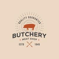 vintage pork butchery meat shop typography logo vector