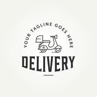 scooter delivery simple line art logo template vector illustration design. minimalist bike box express delivery logo concept