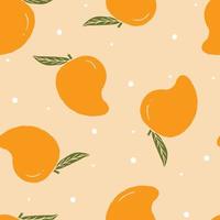 Hand drawing mango pattern, fabric line, seamless pattern vector illustration.