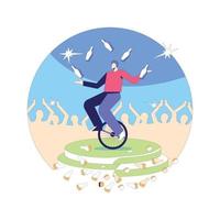 Playing with bicycle, I never finish anything vector illustration concept