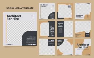 fully editable social media template banner house architecture service promotion vector