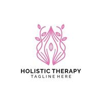 Holistic therapy nature logo design vector