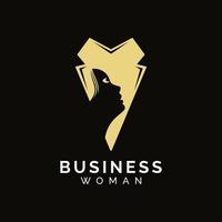 Logo design business woman concept tie and silhouette woman vector