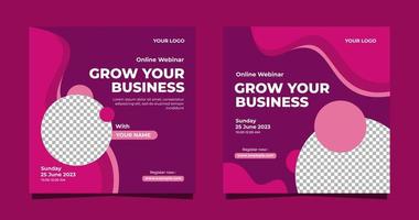 Online webinar grow your business social media template design vector