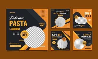 Delicious pasta social media food template design vector