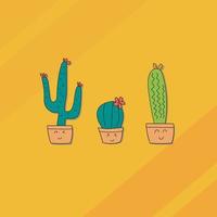 lindo diseño de vector simple de familia de cactus