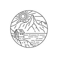 Stetind Norway's National Mountain in mono line art, patch badge design, emblem design, T-Shirt Design vector