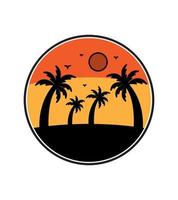 beach scene silhouette design when the sun goes down vector