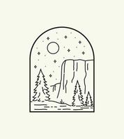 parque nacional el capitan yosimete en arte de línea mono, diseño de placa de parche, diseño de emblema, diseño de camiseta vector