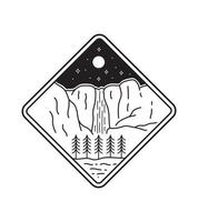 diseño para el parque nacional de la cascada de yosemite en estilo de arte en línea, diseño de placa, arte de camiseta, diseño de tee vector