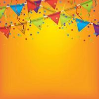 Streamers background design with birthday patterns and colorful confetti for birthday party and other celebrations. Vector illustration.