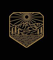 Landscape of Colorado in mono line art, patch badge design, emblem design, T-Shirt Design vector