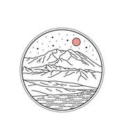 Denali National Park in mono line art, patch badge design, emblem design, T-Shirt Design vector