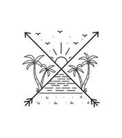 beach design in cross arrow frame vector