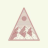 Many mountains in in mono line art, patch badge design, emblem design, T-Shirt Design vector