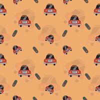 seamless car and red light pattern design. design for kids vector