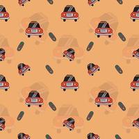 seamless car and red light pattern design. design for kids vector