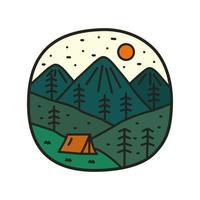 camping in mountain nature wildlife for badge, sticker, patch, t shirt design, etc vector