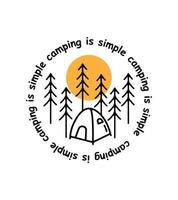 acampar es una simple ilustración para el diseño de camisetas, tazas, etc. vector