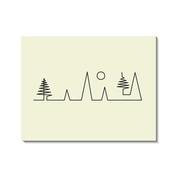 ilustración simple de montañas y árboles en una línea continua vector