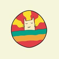 Artwork of a sleeping cat with a colorful dream vector