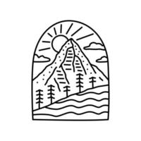 mono line design of nature mountain wildlife adventure vector