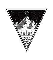 vector design of natural scenery of mountains and plains in mono line art ,badge patch pin graphic illustration, vector art t-shirt design