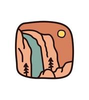 cataratas de yosemite superiores y diseño de media cúpula para el diseño de camisetas, insignias, emblemas, vasos, tazas, teléfonos inteligentes, pines y otros vector