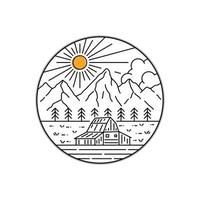 Illustration of Grand Teton in mono line style art for badges, emblems, patches, t-shirts, etc. vector