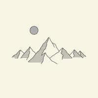 ilustración vectorial simple de montañas en un estilo de línea vector