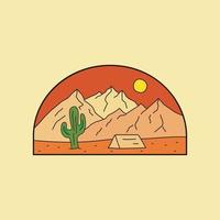 tema de arte de cactus y campamento para camisetas, insignias y otros usos vector